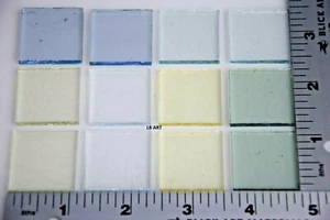 12 PIECES TINT SAMPLER PACK 1" x 1" BULLSEYE 3mm THICK GLASS 90 COE FUSIBLE - Picture 1 of 6