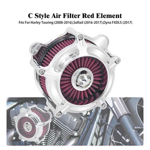 Limpiador de aire cromado filtro de admisión rojo adecuado para Harley Touring Trike 08-16 Softail - Imagen 1 de 15