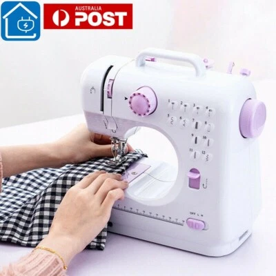 12 Stitches Mini Electric Sewing Machine Portable Overlock 2 Speeds Foot Pedal - image 1 of 4
