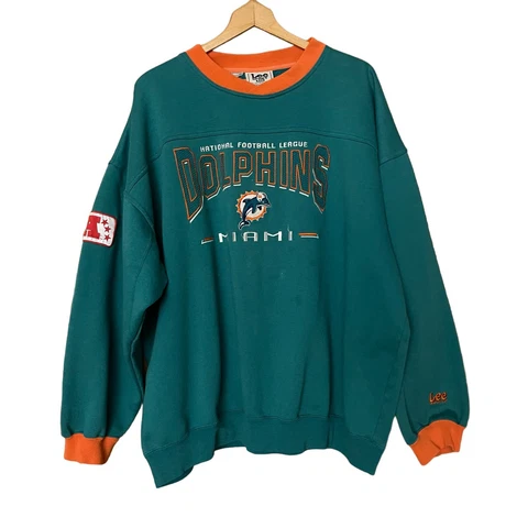 Vintage LEE SPORTS Miami Dolphin Sweatshirt XXL Pullover Crewneck NFL Football Cover