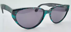 Vintage Francois Pinton K443 Sonnenbrille Gestell schwarz Marmor grün oval Katzenaugen - Bild 1 von 8