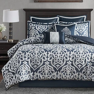 Madison Park Odette Cozy Comforter Set Jacquard Damask Medallion Design - Modern - Picture 1 of 12