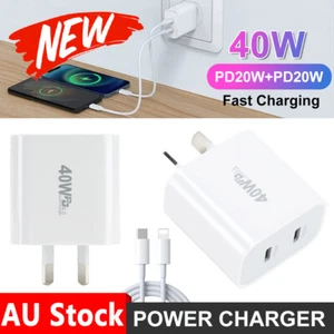 40W USB C Fast Charger 2-Port Wall Charger Fast Charging Port for iPhone iPad - Picture 1 of 12