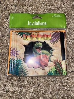 Dinosaur Invitations Invites Birthday Decoration Favor Party Supply 8 Count - Image 1 of 2
