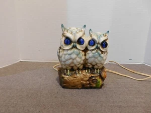 Búhos de cerámica vintage Japón ojos azules iluminados - Imagen 1 de 9