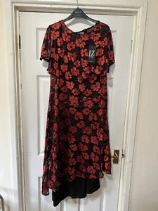 Izabel London Asymmetric Hem Lace Dress - Red & Black - UK Size 18 - Picture 1 of 7