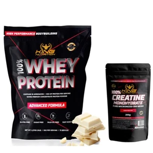 100% WHEY PROTEIN 2.27kg KING NUTRITION Proteina Chocolate Blanco+Creatina 300g - Imagen 1 de 1