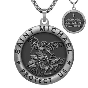 Collar con colgante de medalla del Arcángel San Miguel, regalo religioso - Imagen 1 de 6