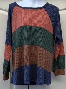Schicker Soul Colorblock Pullover in Rostgrün Blau Übergröße 1XL - Bild 1 von 3