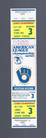 PAUL MOLITOR HOME RUN - VINTAGE 1982 ALCS ANGELS @ BREWERS FULL TICKET GAME #3 Cover