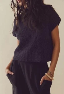 Free People Beach Grigio Maglione Freya M Boxy Maglia Oversize Boho - Foto 1 di 8