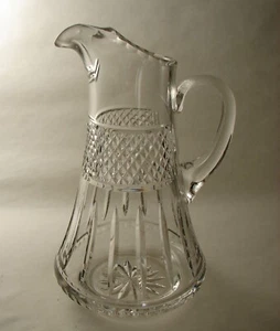 Mid 20th Century Continental Cut Crystal Pitcher Vertical Criss Cross 10 3/4" - Picture 1 of 5