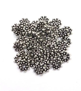 50 PCS 6MM BALI DAISY SPACER BEAD OXIDIZED SILVER PLATED - Picture 1 of 1