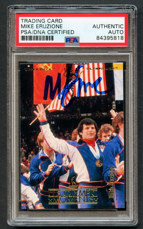 Mike Eruzione #69 signed autograph auto 1996 Upper Deck Olympic Moments Card PSA - Image 1 of 1