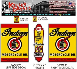 LUBSTER SET- INDIAN MOTORCYCLE MOTOR OIL GASOLINE DECAL PUMP  - Picture 1 of 1