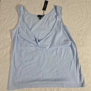 NWT Talbots Petites Size Large Light Blue Cotton Tank Top Plunge Neckline - Picture 1 of 10