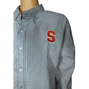 Syracuse University Shirt Size 2XL XXL Orange Logo Striped Dress Button New NWT - Picture 1 of 5