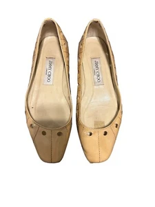 Planos de cuero patentados con corte láser beige Jimmy Choo talla 37 - Imagen 1 de 7