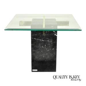 Vintage Italian Hollywood Regency Artedi Brass Marble Glass Side Accent Table - Picture 1 of 12