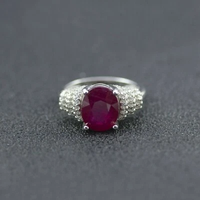  5.00 Carat Solid 925 Sterling Silver Handmade Ruby/Manik Ring - Image 1 of 3