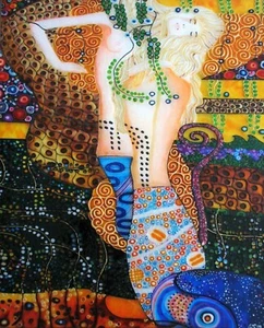 Impresión o lienzo - Pixeles Serpientes de agua por Gustav Klimt - Imagen 1 de 1