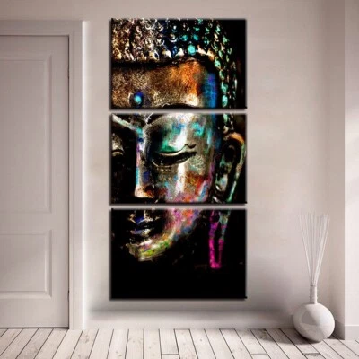 Figura abstracta colorida de Buda 3 piezas impresión en lienzo arte de pared póster decoración del hogar Foto 1 de 4