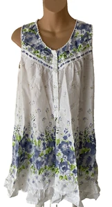 La Cera 100% Cotton Woven Floral Print Sleeveless Midi Gown with Pockets Size S - Picture 1 of 6