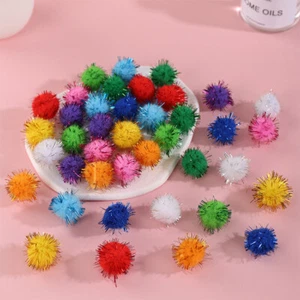 200Pcs Colorful Pompom Fluffy Ball Glitter Plush Ball Handmade Craft DIY Dec W❤D - Bild 1 von 22