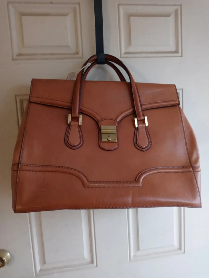 Bolso de viaje Mark Cross Locking cuero vintage años 80 19x16x10 Foto 1 de 4