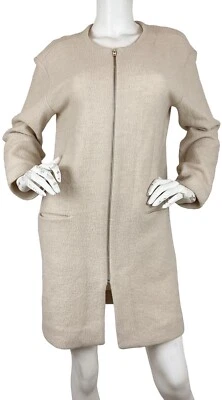 Wilfred Aritzia Banville Merino Wool Coat Zip Front Pockets Collarless Cream S - Image 1 of 4