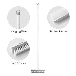 Floor Scrub Brush With Long Handle, 2 In 1 Scrape Brush Stiff Bristle Shower Sc - Picture 1 of 5