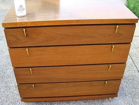 MCM Johnson Carper 4 drawer bedroom chest 1960's walnut laminate Mid-Century Cover