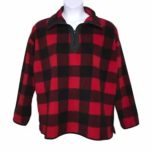 NWT Chaps Red Checkered Fleece Pullover Jacket XXL - Picture 1 of 8