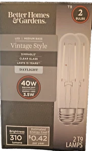 2pk T9 LED Light Bulbs, Daylight, 4 Watts 40W Equivalent Better Homes & Gardens - Picture 1 of 6
