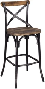 Acme Bar Stool in Walnut and Antique Black & Antique Oak, Metal Frame - Picture 1 of 7