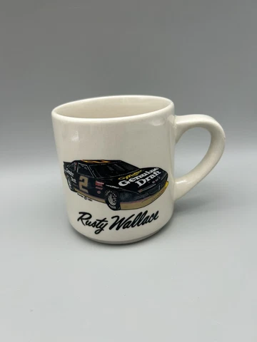 Vintage 1991 Rusty Wallace Ceramic Coffee Tea Mug Cup #2 NASCAR Racing 90s Cover