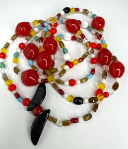 Collar de cuentas estilo aleta Bohemia vintage cuentas de vidrio - Imagen 1 de 1