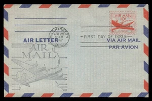 UC16 10c PLANE AIR LETTER FDC - DAY LOWRY ARISTOCRAT - Picture 1 of 2
