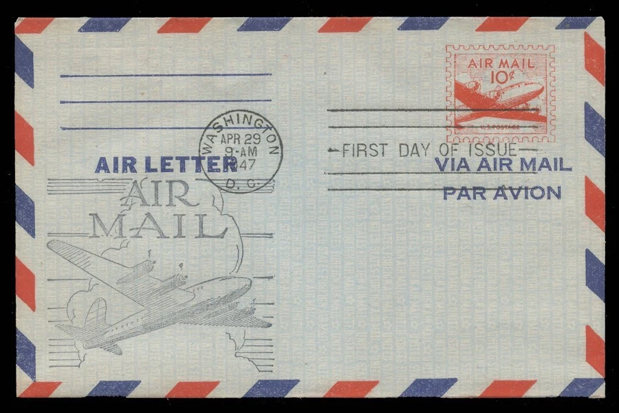 UC16 10c PLANE AIR LETTER FDC - DAY LOWRY ARISTOCRAT - Image 1 of 2