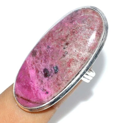 925 Silver Plated Cobalt Calcite Ethnic Ring Handmade Jewelry Size US 7 GW - Image 1 of 3