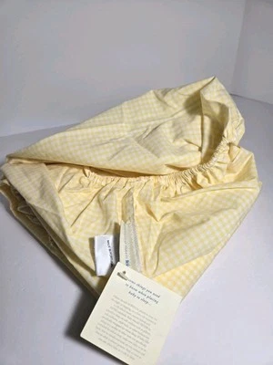 Pottery Barn Kids Gingham Check Fitted Crib Sheet Yellow Cotton NWT  - Image 1 of 4