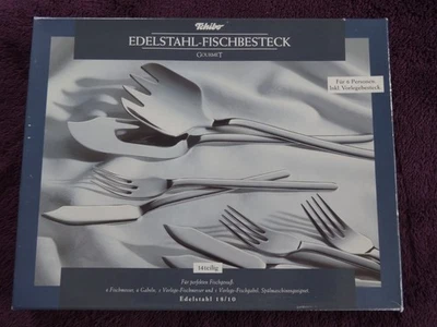 TCM edel FISCHBESTECK 6 Pers. + Vorlegebesteck 18/10 Edelstahl  14teilig - K`B - Bild 1 von 4