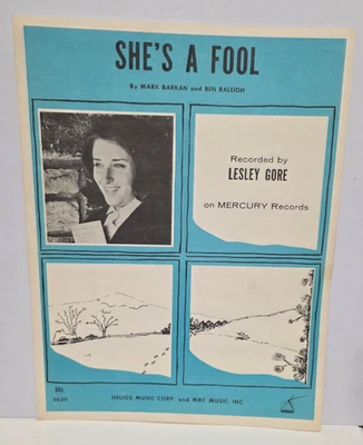 Partituras de colección Lesley Gore She’s a Fool 1963 Mercury Records Teen Pop Star Foto 1 de 4