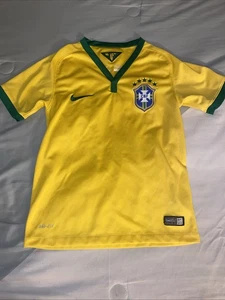 BRAZIL 2014 HOME SHIRT CBF AUTHENTIC NIKE 575297-703 BOYS Size  Small - Picture 1 of 8