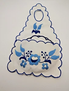 5er Set bestickte Leinen Untersetzer mit passendem Halter Flora überbacken - Bild 1 von 6