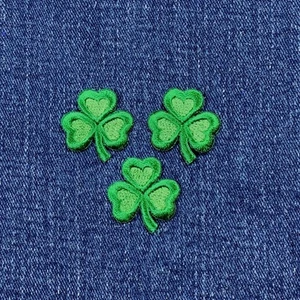 3-Pack Shamrock Applique Patch - Three-Leaf Clover With Hearts Embroidered Badge - Picture 1 of 2