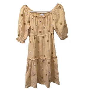 Zara Girls Floral Dress Size 9 Boho Embroidered Midi Dress - Picture 1 of 6