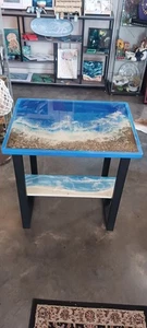 Ocean Epoxy Desk, Side Table or End Table - Picture 1 of 4