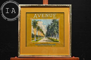 Antikes Obstkistenetikett der Marke Avenue mit Rahmen - Bild 1 von 10