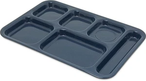 Right Hand 6-Compartment Melamine Tray 14.5" x 10" - Café Blue - Picture 1 of 8
